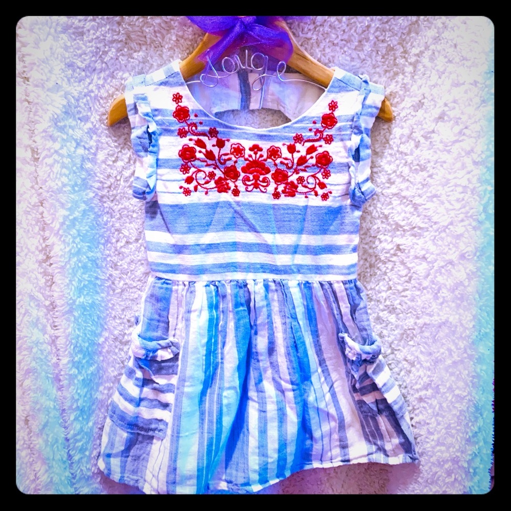 Blue, White and Red Dress